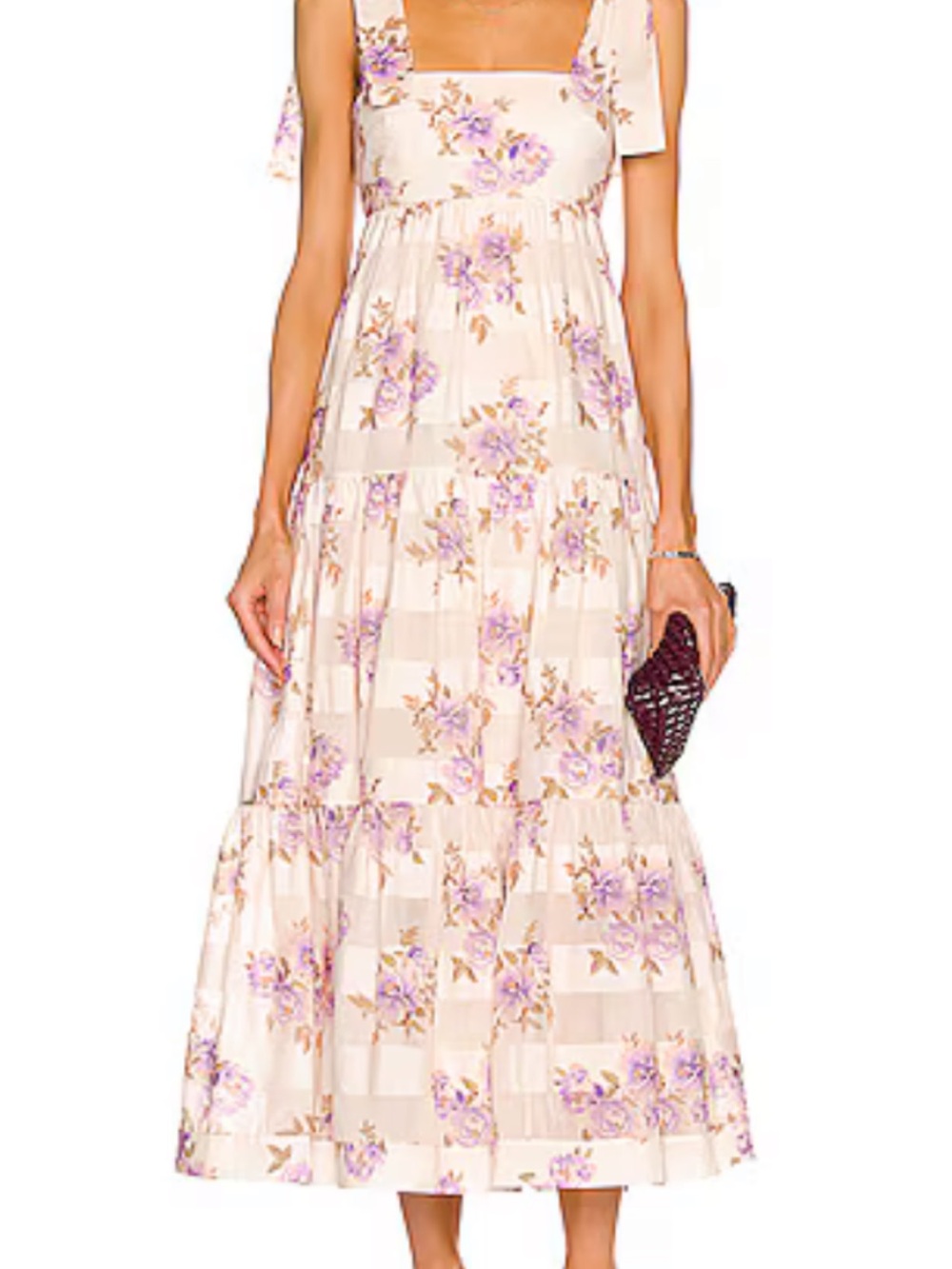 Zimmermann Cream Maxi Dress Rosa Lavender Floral striped picnic